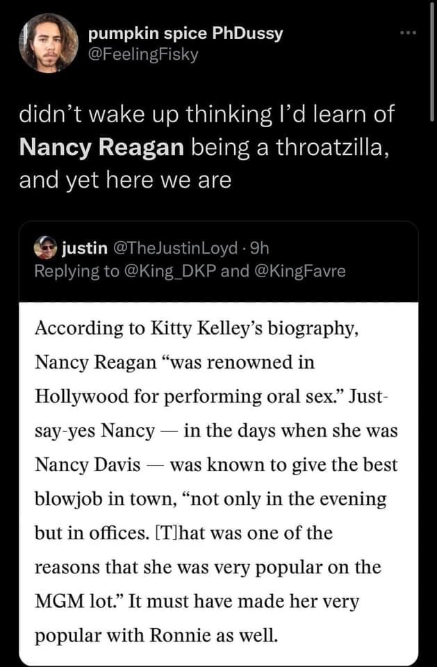 camille gobin recommends Nancy Reagan Oral Sex
