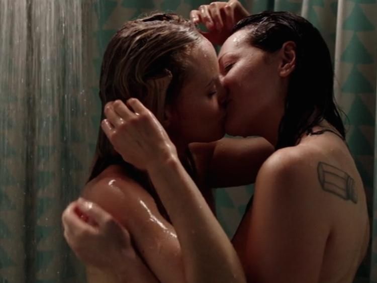 lesbians making out in shower