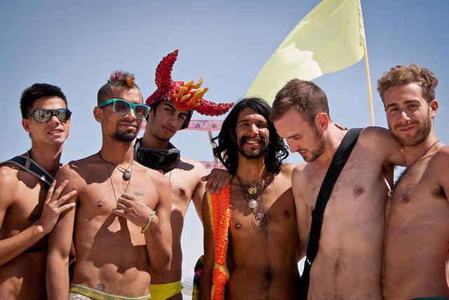 nude men burning man