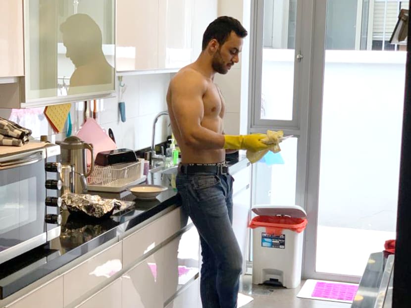 naked house cleaner